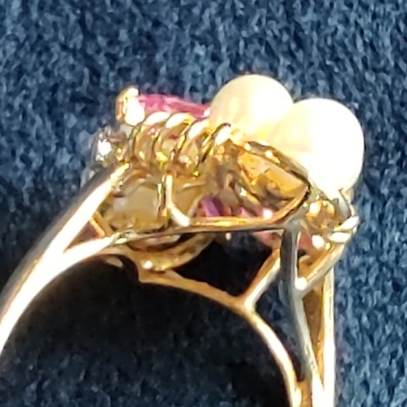 14K ring, ruby, prearl - Picture 4 of 6
